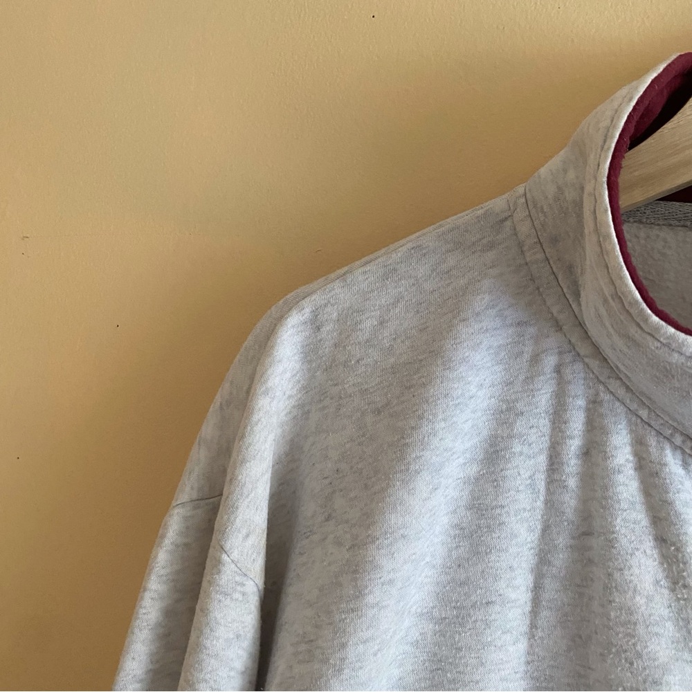 Y2K McMaster University Unique Wool Quarter Zip Sweatshirt Grey Burgundy XXL - Picture 4 of 16